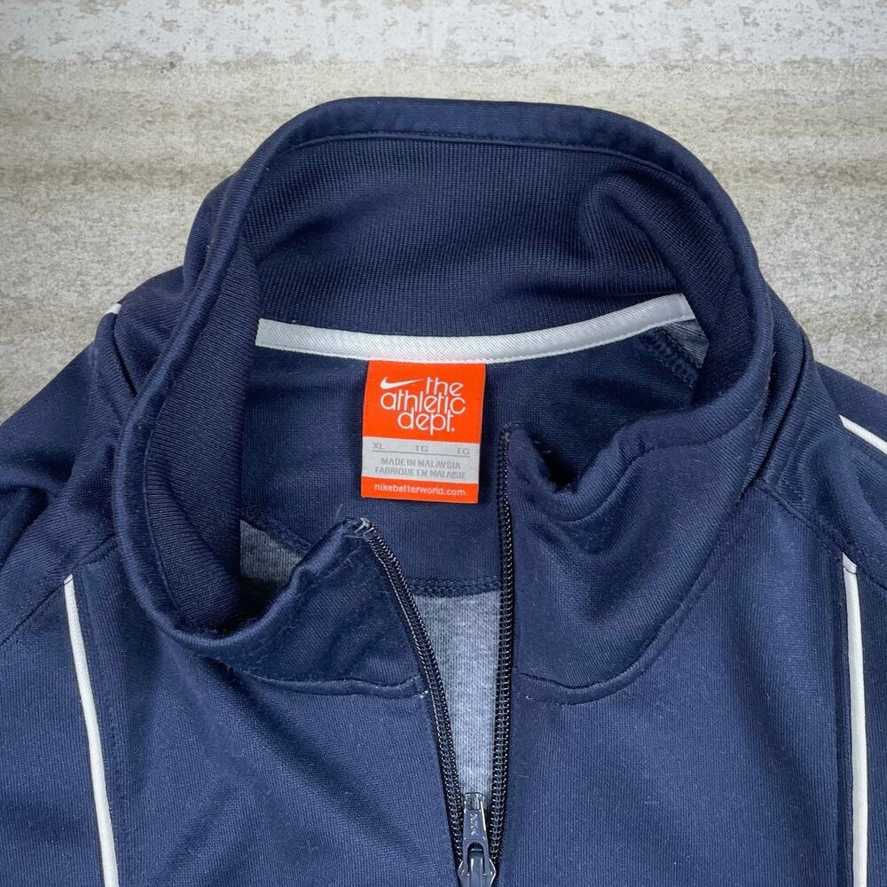 Vintage Y2K Nike Track Jacket Mens XL Navy Blue Polyester White Swoosh Full Zip - Picture 3 of 3
